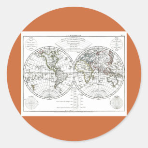 Sticker Rond 1806 Atlas Carte : La Mappemonde par Eustache Héri