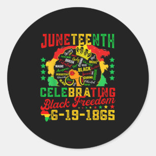 Sticker Rond 1865, 1865, Journée de la liberté noire Afro Gir