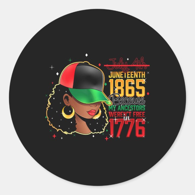 Sticker Rond 1865 parce que mes ancêtres n'étaient pas libres (Devant)