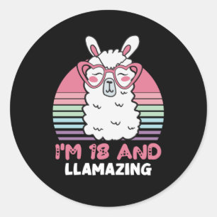 Sticker Rond 18 Ans Anniversaire Llamazing 18e Anniversaire Lla