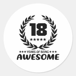 Sticker Rond 18 ans d'être génial