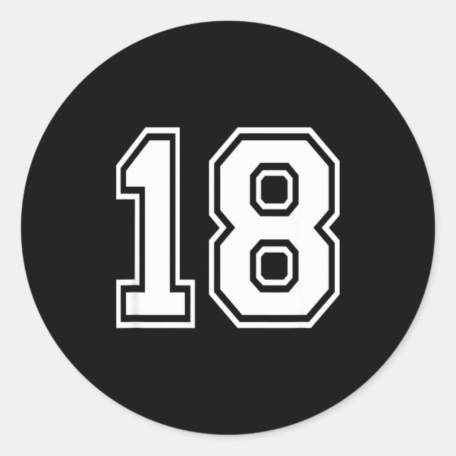 Sticker Rond 18 Number Eighteen Team Sports Graphic Matching Va (Devant)