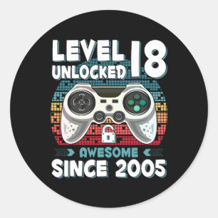 Sticker Rond 18ans Anniversaire Son Garçon Amusant Joueur 18e 1
