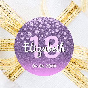 Sticker Rond 18e anniversaire diamants parties scintillant rose