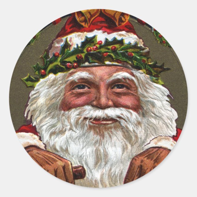 Sticker Rond 1909 Le Père Noël Dangling Cadeaux (Devant)