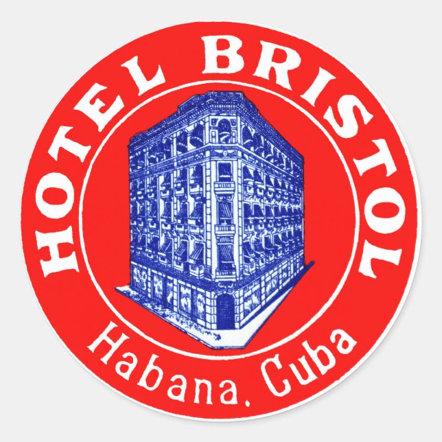 Sticker Rond 1930 Hotel Bristol Cuba (Devant)