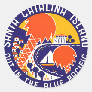 Sticker Rond 1935 Père Noël Catalina Island