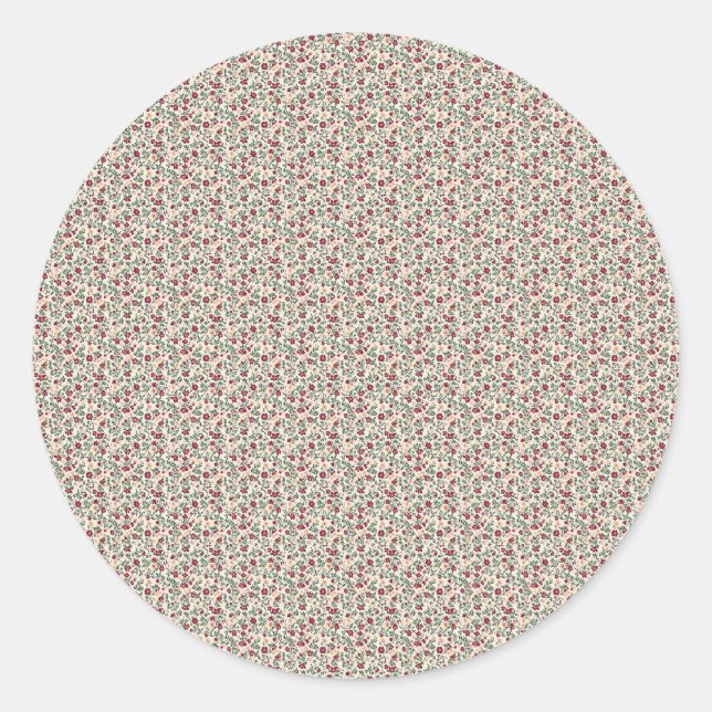 Sticker Rond 1940s Utility Floral Sprig Pattern (Devant)