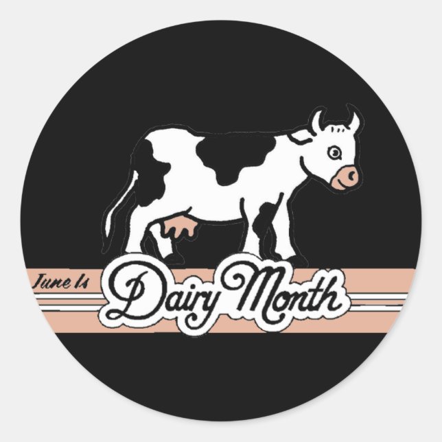 Sticker Rond 1950 Retro Mois laitier Vache (Devant)