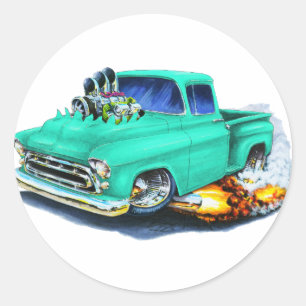 Sticker Rond 1957 Chevy Pickup Seafoam Green