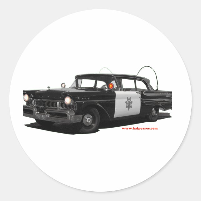 Sticker Rond 1957-mercure-monterey-voiture-patrouille routière (Devant)