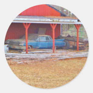 Sticker Rond 1960 BLUE SADAND DEVILLE Antique voiture