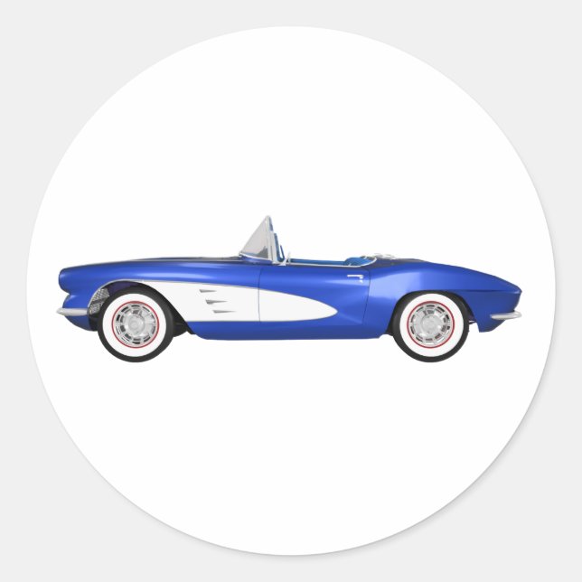 Sticker Rond 1961 Corvette C1 : Finition bleue : (Devant)