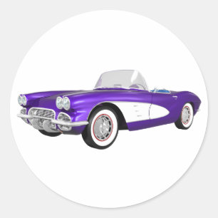 Sticker Rond 1961 Corvette C1 : Purple Finish :
