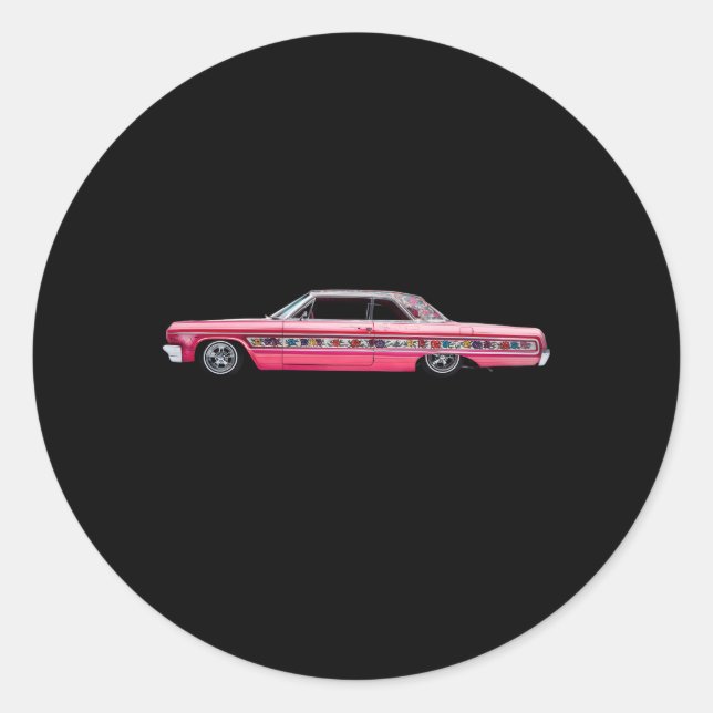 Sticker Rond 1964 Rose tzigane Impala Low Rider Kustom Lead Sle (Devant)