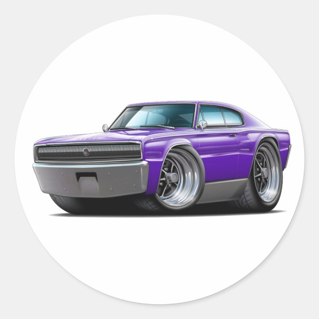 Sticker Rond 1966-67 Chargeur Purple Car (Devant)