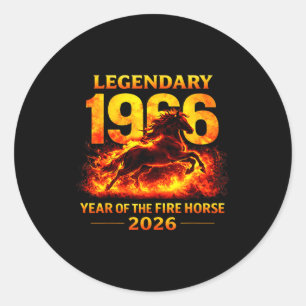 Sticker Rond 1966 Année du Cheval de Feu 60e Anniversaire Chino