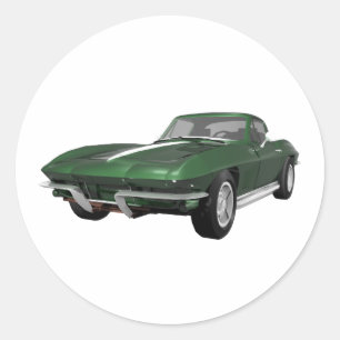 Sticker Rond 1967 Corvette Sports Car : Finale verte :