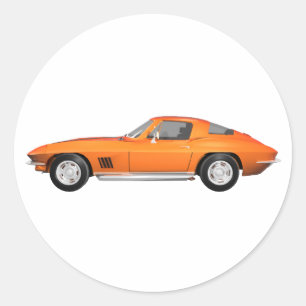 Sticker Rond 1967 Corvette Sports Car : Orange Finish