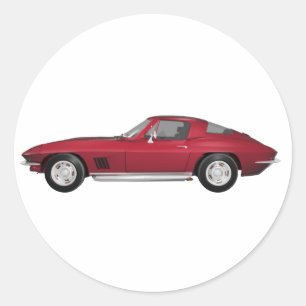 Sticker Rond 1967 Corvette : Voiture de sport : Candy Apple Fin