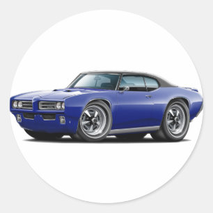 Sticker Rond 1968-69 voiture supérieure Bleu-Noire de GTO DK