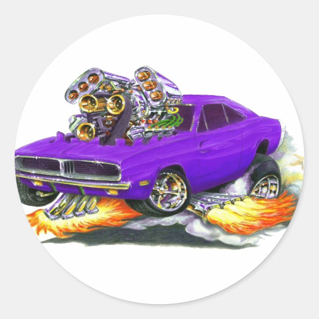 Sticker Rond 1968-70 Chargeur Purple Car (Devant)