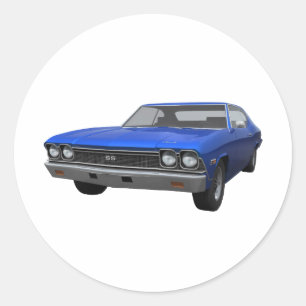 Sticker Rond 1968 Chevelle SS : Finition bleue