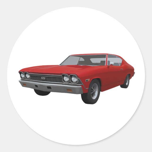 Sticker Rond 1968 Chevelle SS : Finition rouge (Devant)