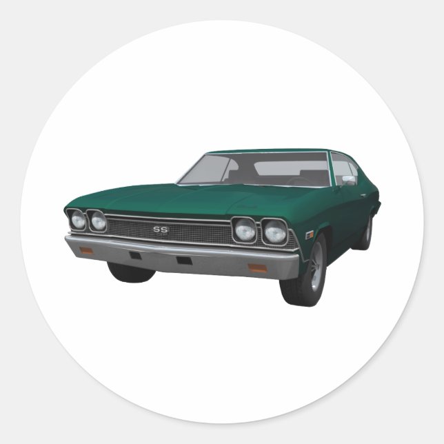 Sticker Rond 1968 Chevelle SS : Finition verte (Devant)