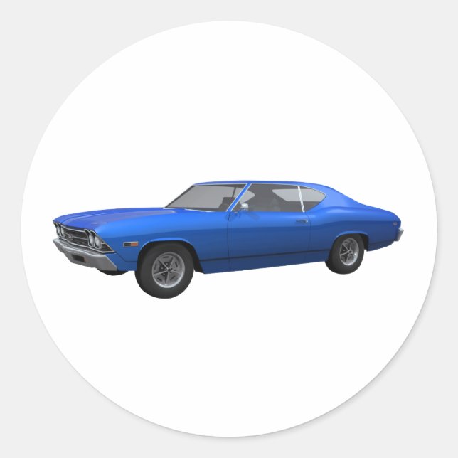 Sticker Rond 1969 Chevelle SS : Finition bleue (Devant)