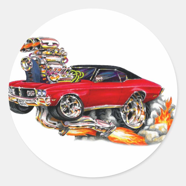 Sticker Rond 1970-72 Buick GS Red Car (Devant)