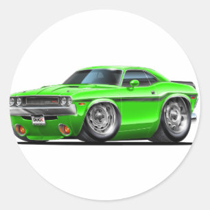 Sticker Rond 1970-72 Challenger Green Car
