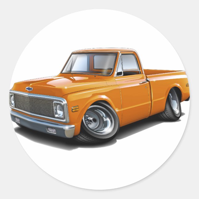 Sticker Rond 1970-72 Chevy C10 Orange Truck (Devant)