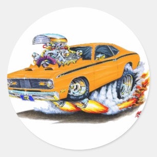 Sticker Rond 1970-74 Plymouth Duster Orange Car