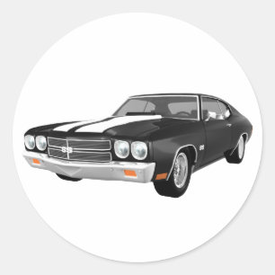 Sticker Rond 1970 Chevelle SS : Noir Finish :