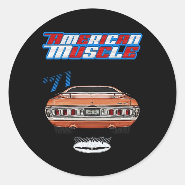 Sticker Rond 1971 Chargersuper Beehot Rodmuscle Carmagnumwedger (Devant)