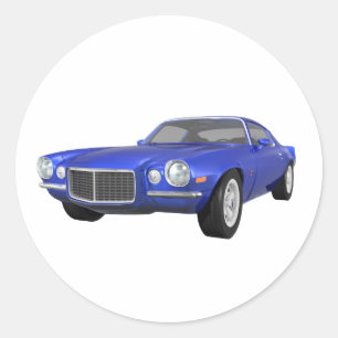 Sticker Rond 1972 Camaro Z28 : Muscle Car : Blue Finish :