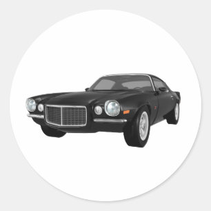 Sticker Rond 1972 Camaro Z28 : Muscle Car : Finition noire