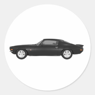 Sticker Rond 1972 Camaro Z28 : Muscle Car : Finition noire