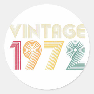 Sticker Rond 1972 Vintage 50e anniversaire Cadeau Retro 50 ans