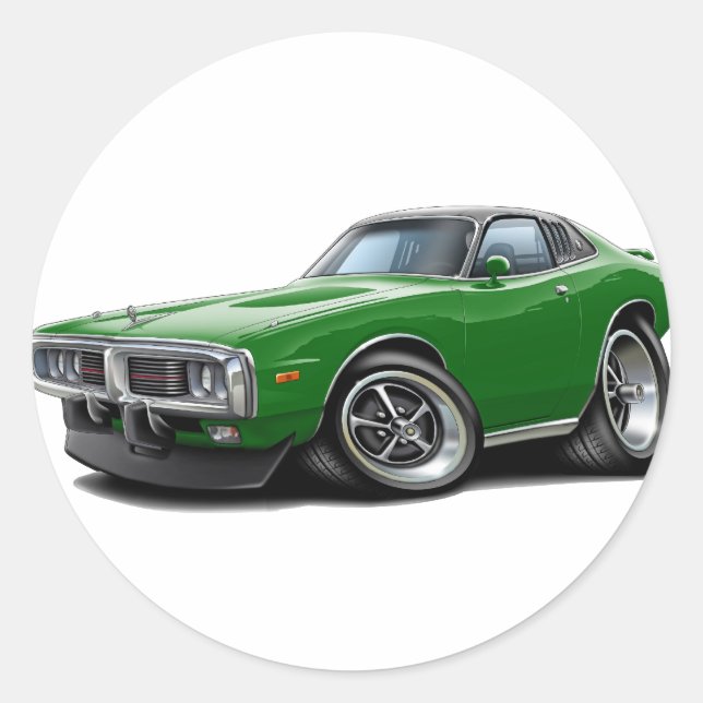 Sticker Rond 1973-74 Chargeur Green-Black SE Car (Devant)