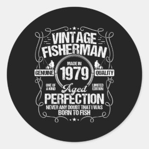 Sticker Rond 1979 Pêche Anniversaire Pour Pêcheur 1979 Année De