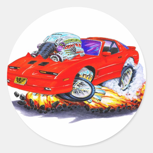 Sticker Rond 1982-1992 Transam Red Car (Devant)