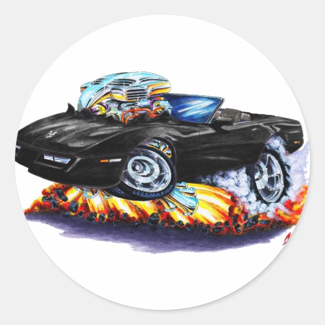 Sticker Rond 1984-93 Corvette Black Convertible (Devant)