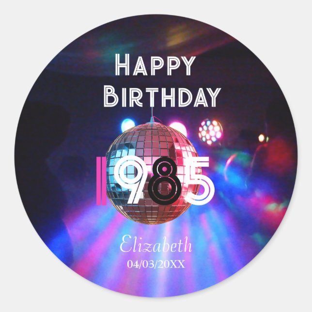 Sticker Rond 1985 Disco Ball 40ème anniversaire (Devant)