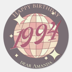 Sticker Rond 1994 30e anniversaire rétro green party Invitation