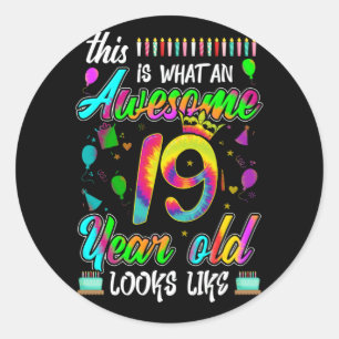 Sticker Rond 19e anniversaire Awesome 19 ans il semble