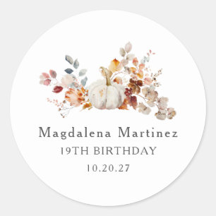 Sticker Rond 19e anniversaire Citrouille Automne Enveloppe Scea