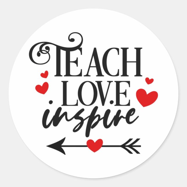 Sticker Rond 1/2 Enseigner l'amour Inspirer Chemise maternelle  (Devant)