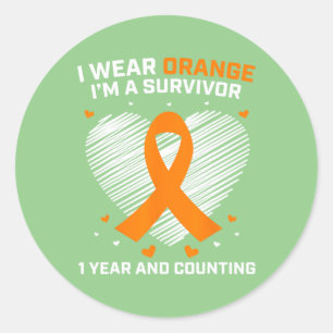 Sticker Rond 1 an Cancer Libre Leucémie Survivante Cadeaux Oran